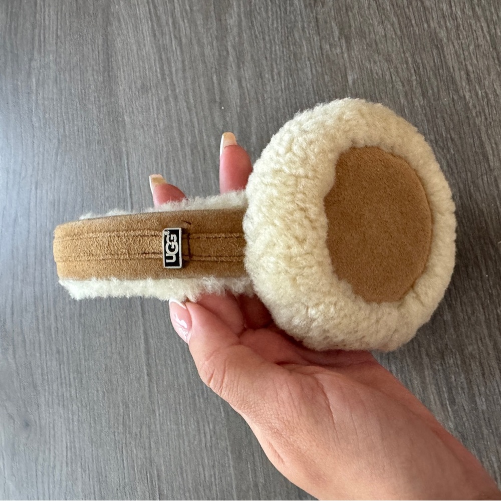 UGG Sheepskin Ear Muffs in Cream/Tan